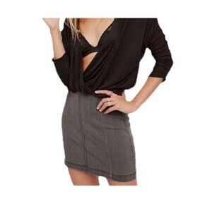 Free People Modern Femme Grey Denim Mini Skirt, EUC, Size12 MSRP $89